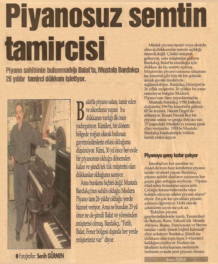 Hürriyet Gazetesinde Bardakçı Kardeşler Piyano